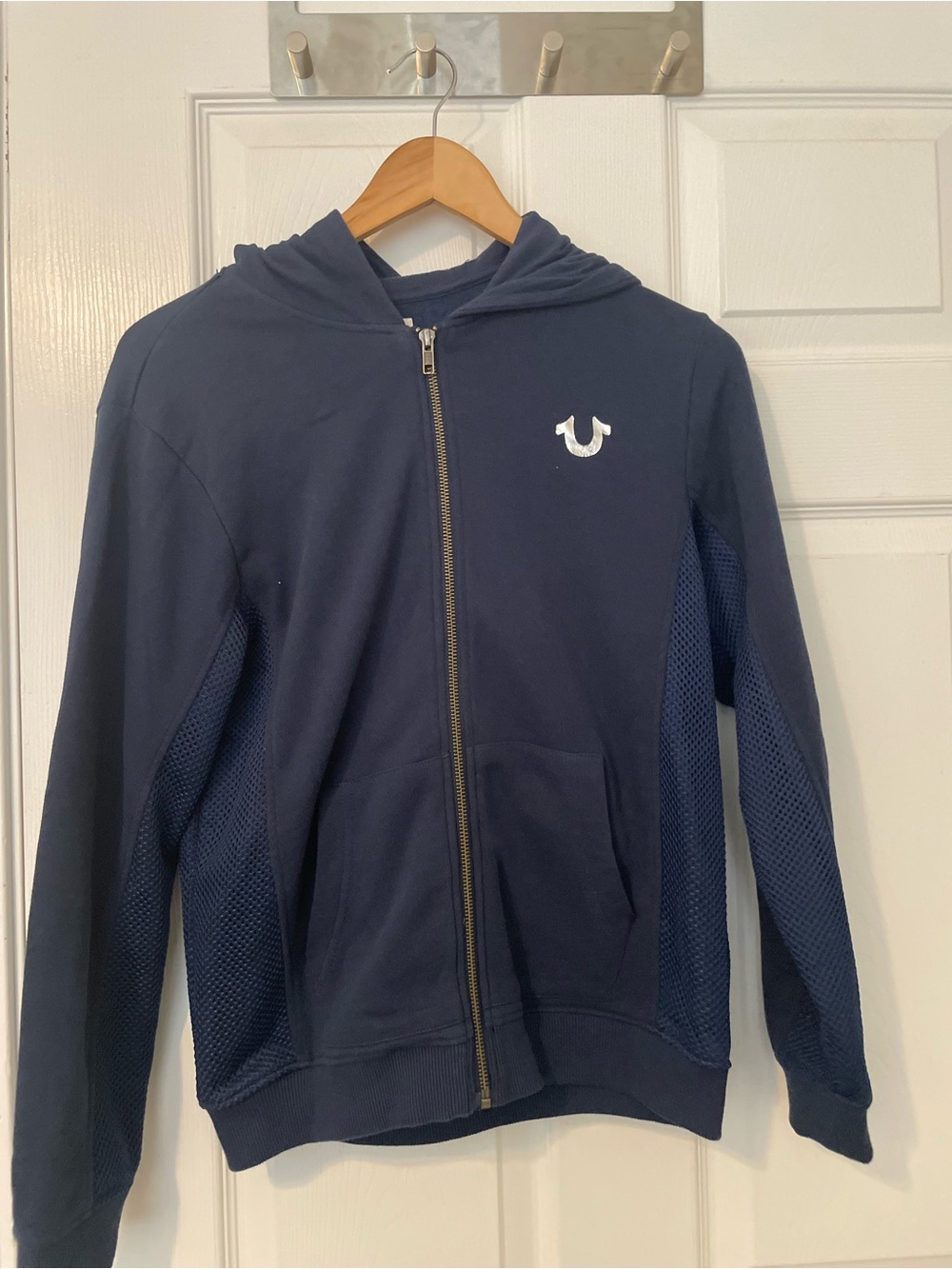 True Religion navy zip up w/hood